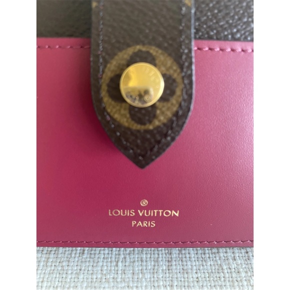 LOUIS VUITTON  Damier Ebene Juliette Wallet Bordeaux Wine Leather & LV Monogram - Picture 7 of 8